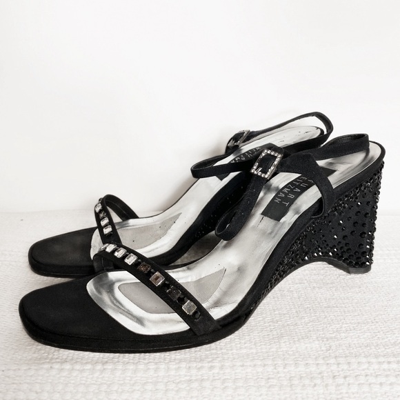 STEWART WEITZMAN Rhinestone formal Heels Black / Clear Womens size 10 - Picture 15 of 15